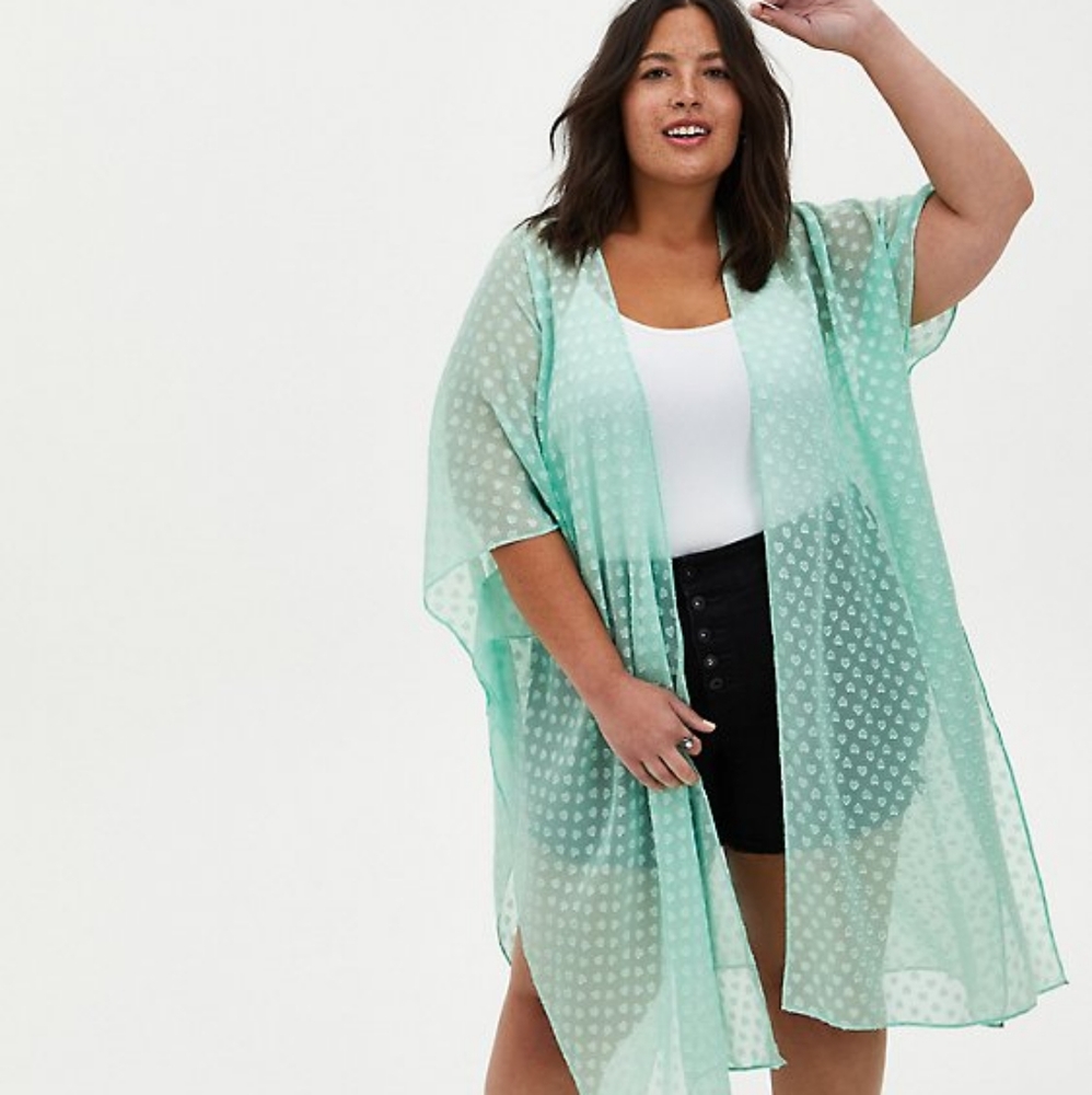 Torrid Light Green Sheer Kimono